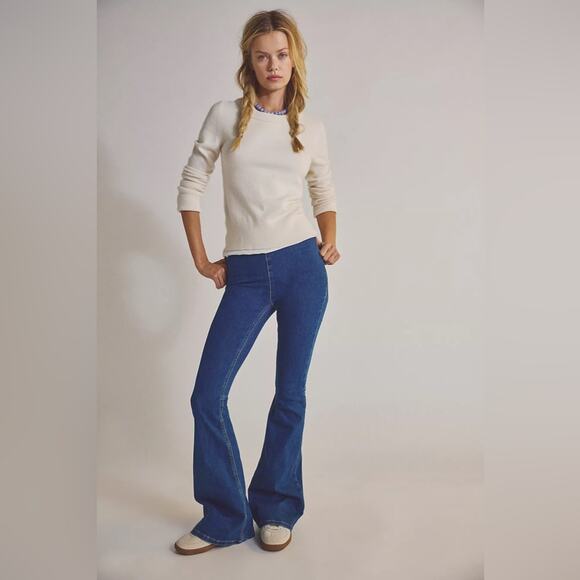 Free People We the Free Penny Pull-On Flare Jeans | Riviera True Blue Wash | 28 - Picture 1 of 10